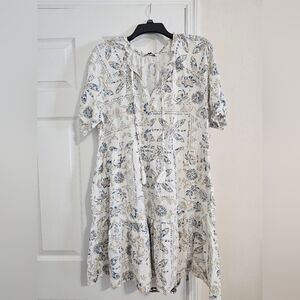 Sonoma White and Blue Floral Dress